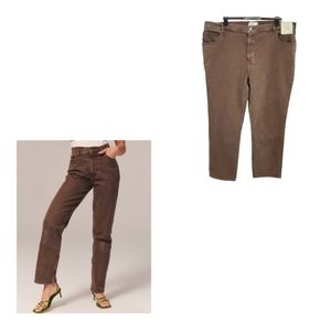 NWT Abercrombie & Fitch 90s Straight Ultra High Rise Brown Jeans Plus Size 22